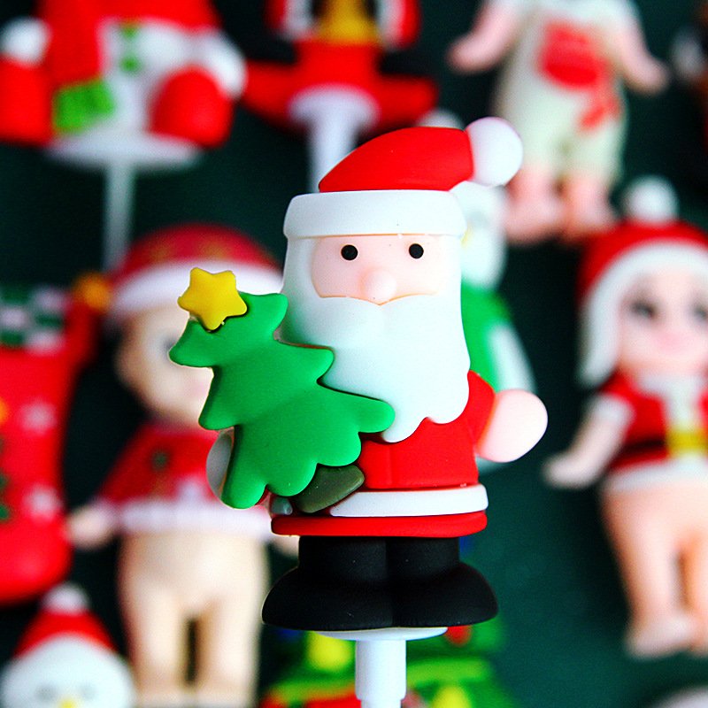 3D Christmas Holiday Cake Insert Santa Snowman Baking Decoration Soft Glue Christmas Supplies Cake Topper Decoration