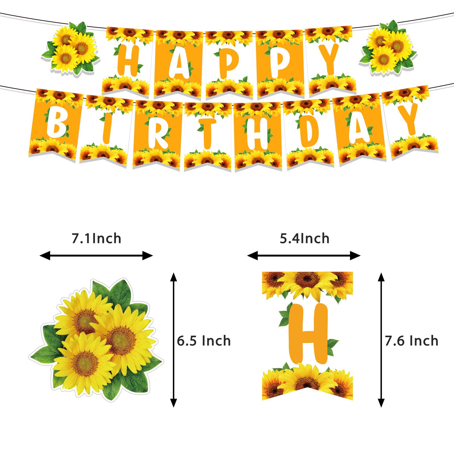 Sunflower Theme Party Balloon Set Banner Cake Topper Size Plate Spiral Swing Latex Balloon Decoration Photo Props
