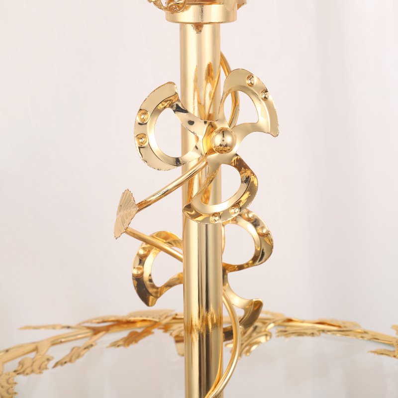 Wedding Muslim Decoration Ramadan Religious Supply 2 Tier Golden Candy Glass Dish Tray