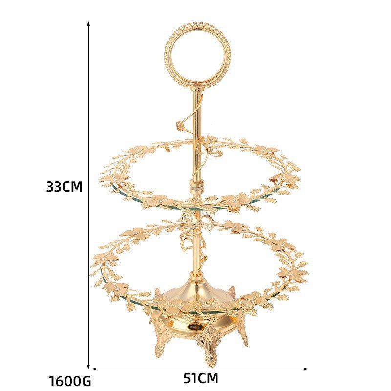 Wedding Muslim Decoration Ramadan Religious Supply 2 Tier Golden Candy Glass Dish Tray