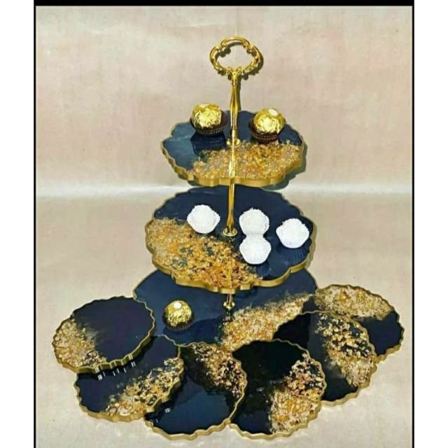 Luxury Modern Three-Tier Cake Stands with Plate Ins Style for Wedding Home Use Available at Bulk Price India Food Businesses