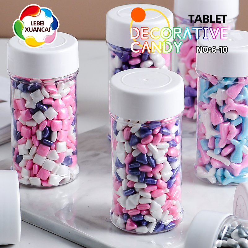 Pressed candy pearlizd horn shape triangle and square shape OEM accepted dragee edible sprinkles candy for cake decoration