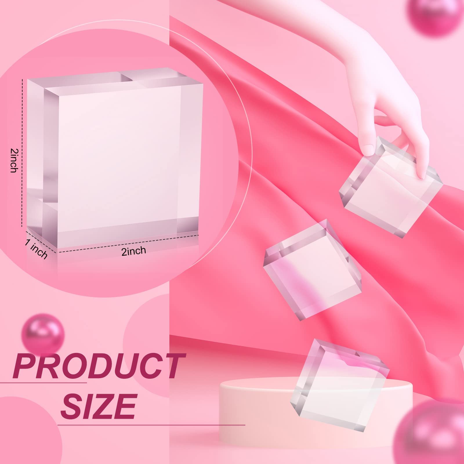 Factory wholesale 4 Pieces High Clear Cube Jewelry Showcase Acrylic Square Display Block for counter Photo Booth Props