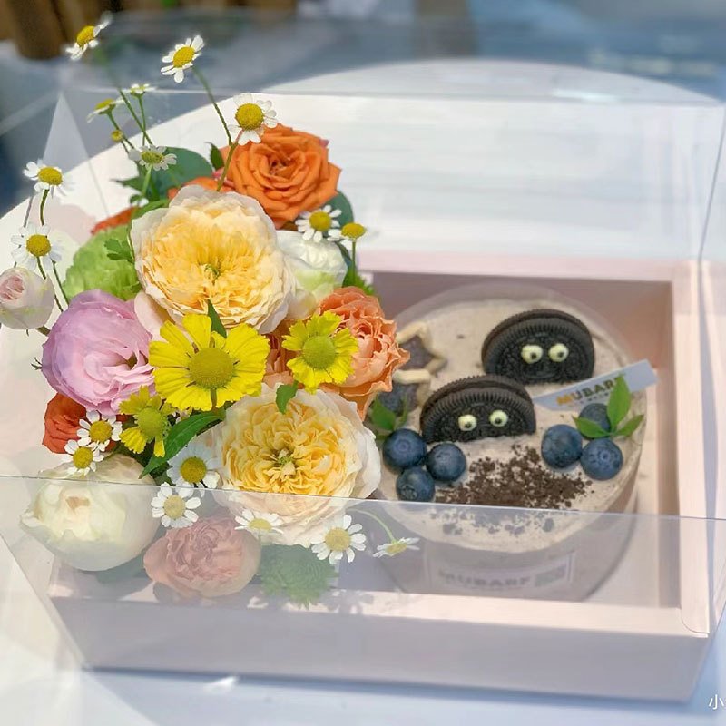 Cake flowers gift box Valentine's Day gift ring transparent 4 inch cake hand packing box