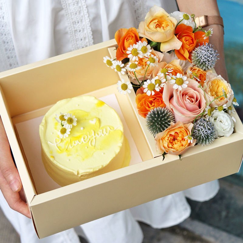 Cake flowers gift box Valentine's Day gift ring transparent 4 inch cake hand packing box