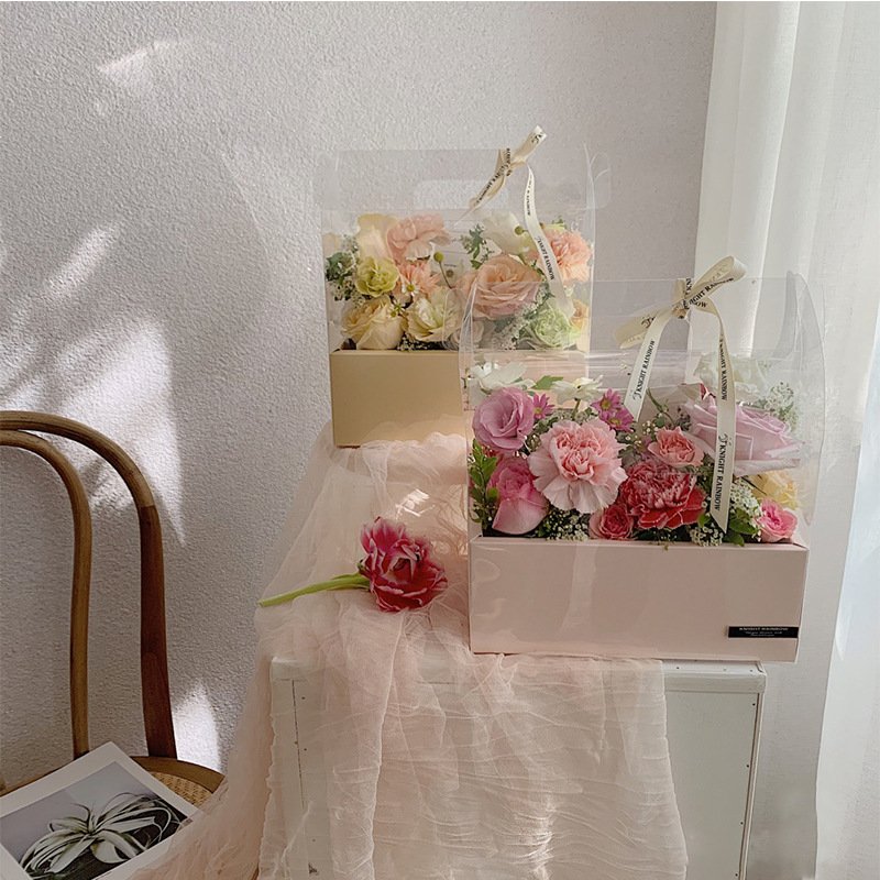 Cake flowers gift box Valentine's Day gift ring transparent 4 inch cake hand packing box