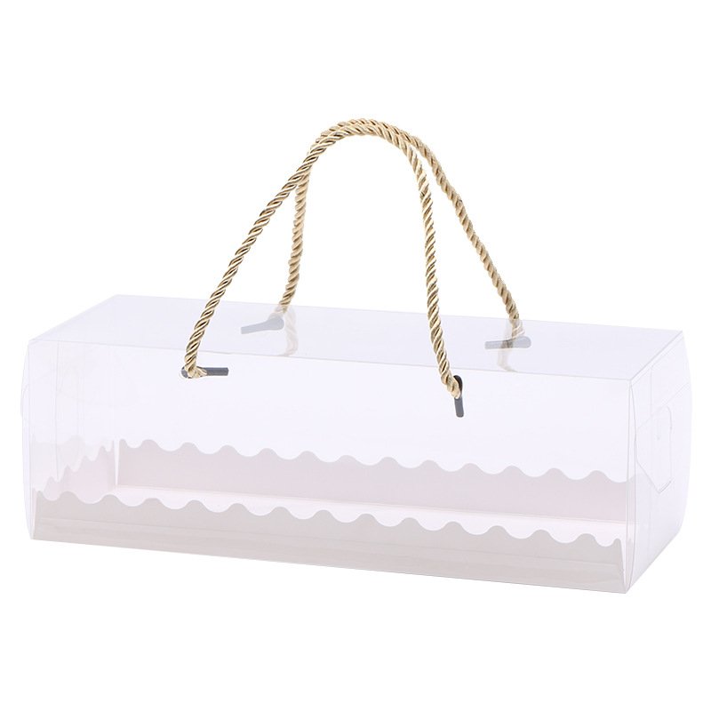 Rectangular transparent PET cake roll box Portable Swiss roll baking cake boxLow MOQ custom