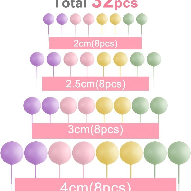 Colorful Mini Balloons Foam Balls Cake Picks Cake Topper Balls Cake Decorations for Wedding Party Birthday Supplies