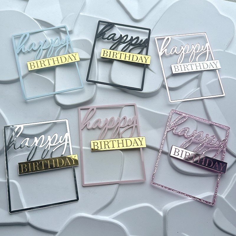 Acrylic Happy Birthday Cake Topper High Quality Acrylic Rose Gold Birthday Cake Decorating Supplies for Dessert Table Decoration
