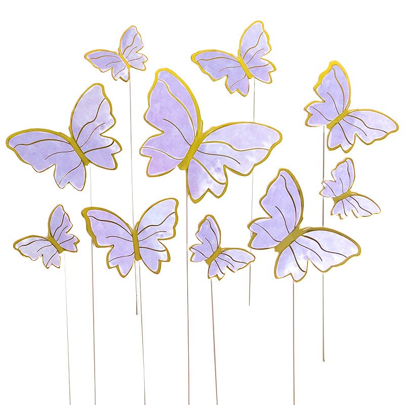 New Arrival Cake Topper for Cake Decoration Baking Supplies 10pcs Ins Style Butterfly Mother's Day Easter Back to School Supplie