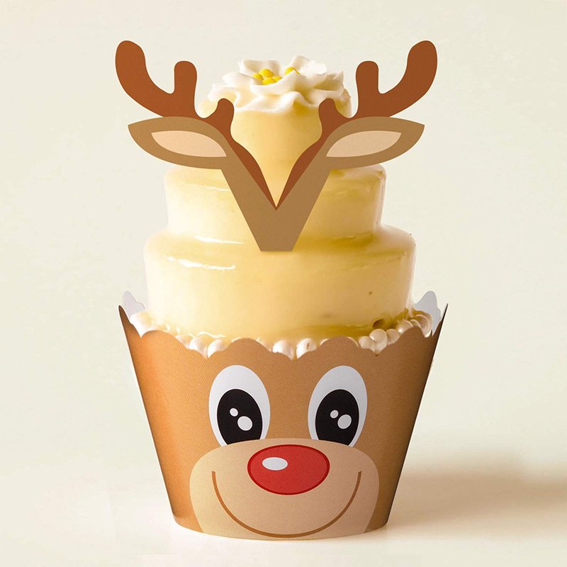 Cake Decorating Supplies Christmas Cupcake Border Christmas cupcake cup decoration Topper Paper Printed Festive Party Decoration