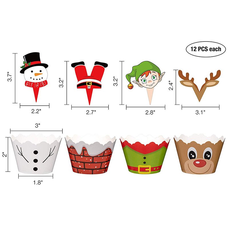 Cake Decorating Supplies Christmas Cupcake Border Christmas cupcake cup decoration Topper Paper Printed Festive Party Decoration