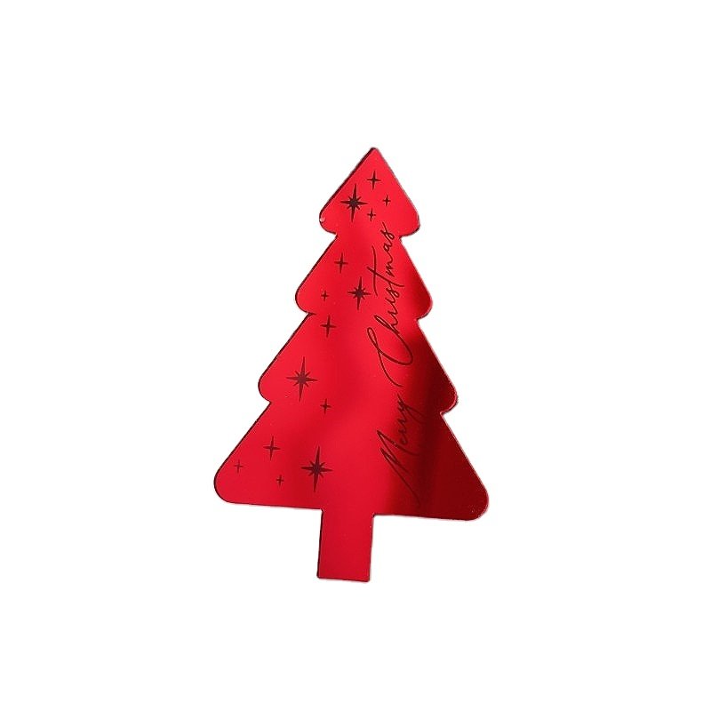 Merry Christmas Acrylic Cake Side Decorating Supplies 7cm Gold, Silver, Rose Gold, Red Christmas Tree Cupcake Toppers Wholesale