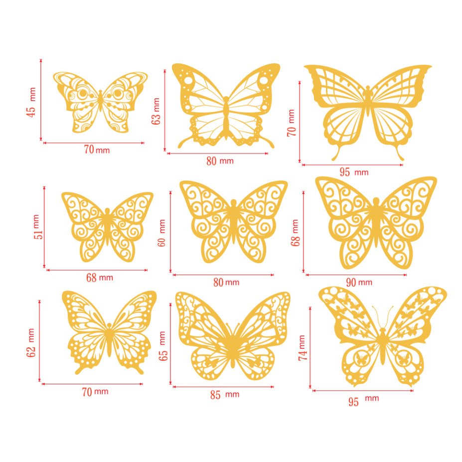 Hot Selling Hollow 3D Butterfly Background Wall Decoration happy birthday cake decoration Bouquet butterflies Cake Toppers