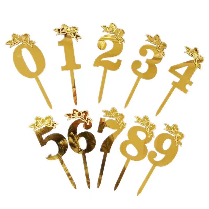 Gold Number 5cm 10cm Acrylic Cake Toppers 0-9 Number Set For Wedding Birthday Cake Decorations