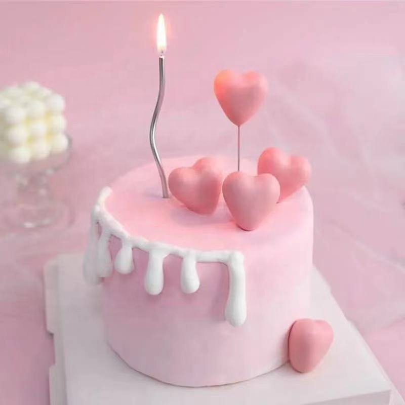 Mini Colorful Balls Cake Topper 20pcs 3D Heart Shape Cake Topper Gold Silver Pink Love cake ball Valentine's Day Cupcake Flag