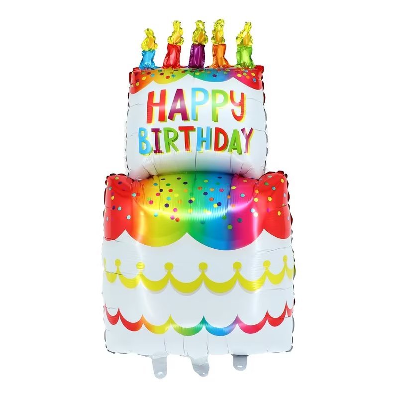 Large Birthday Cake Foil balloons Colorful Cake Inflator for children's Happy birthday kids balloons party decoration