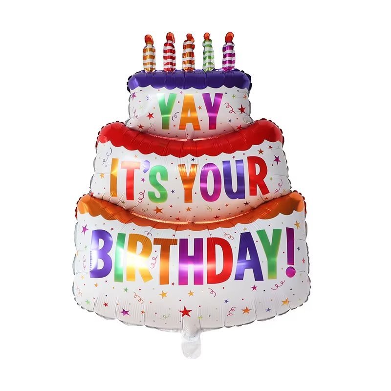 Large Birthday Cake Foil balloons Colorful Cake Inflator for children's Happy birthday kids balloons party decoration