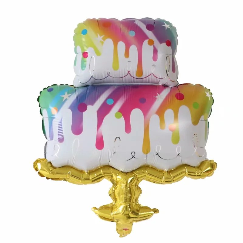 Large Birthday Cake Foil balloons Colorful Cake Inflator for children's Happy birthday kids balloons party decoration
