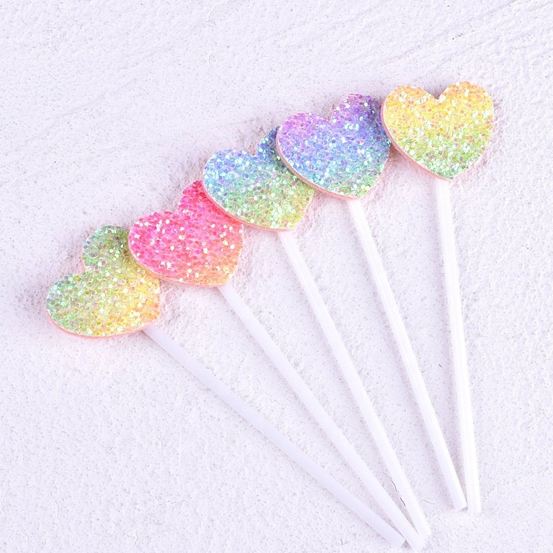 XJH 5pcs 3D Heart Pentagram Cake Topper Love Star Cake Decoration Birthday Party Baking Accessories