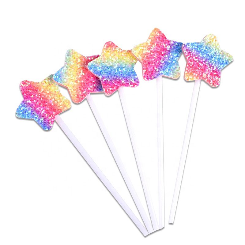 XJH 5pcs 3D Heart Pentagram Cake Topper Love Star Cake Decoration Birthday Party Baking Accessories