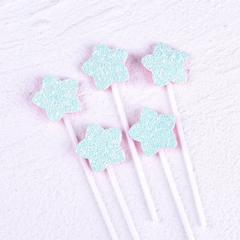 XJH 5pcs 3D Heart Pentagram Cake Topper Love Star Cake Decoration Birthday Party Baking Accessories