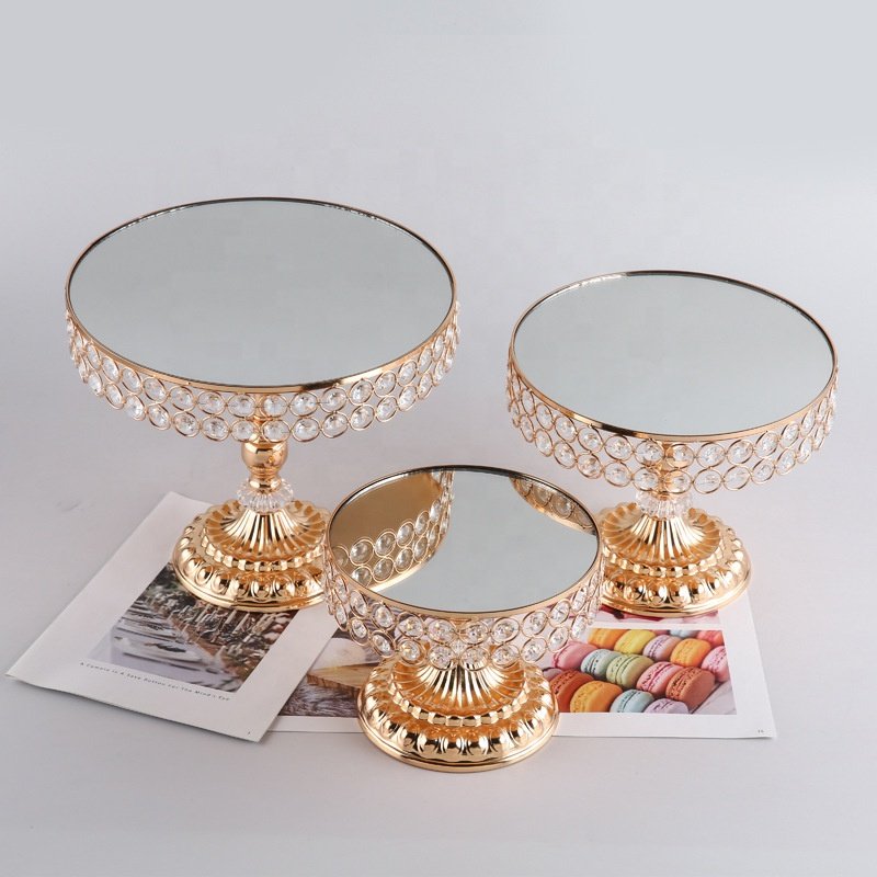 Wedding Hotel Decoration Crystal Dessert Plate Cake Table Wedding Scene Restaurant Metal Cake Stand Set