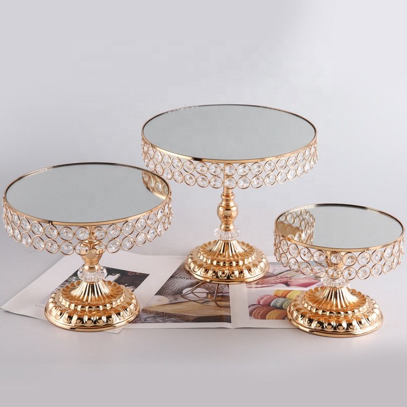 Wedding Hotel Decoration Crystal Dessert Plate Cake Table Wedding Scene Restaurant Metal Cake Stand Set