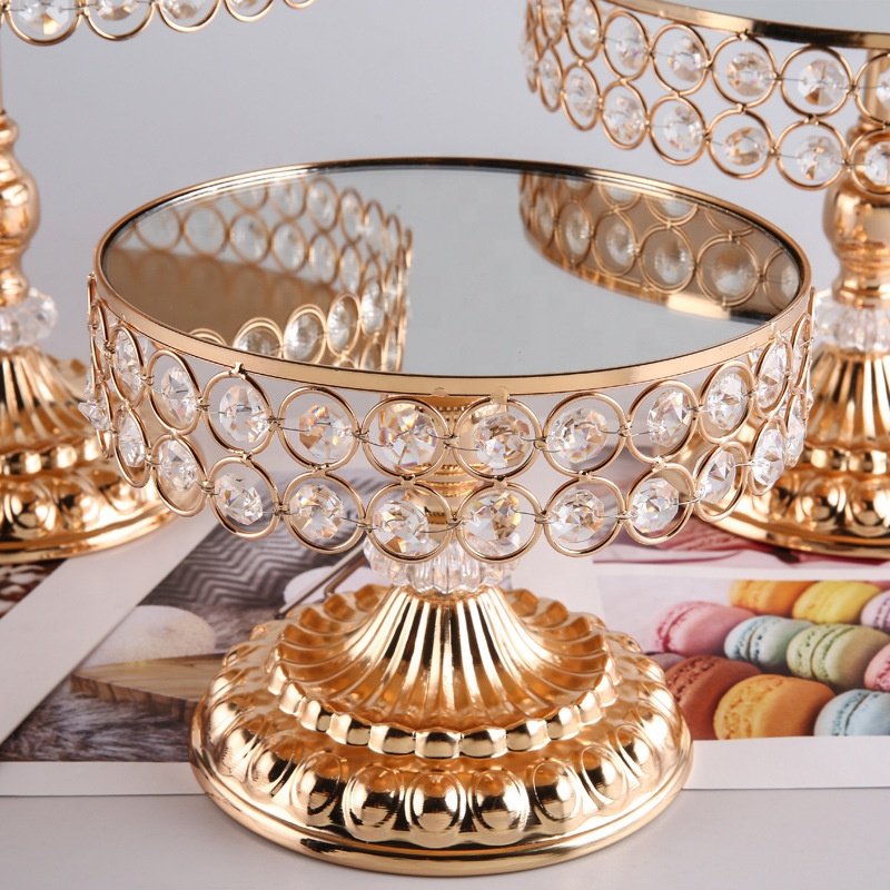 Wedding Hotel Decoration Crystal Dessert Plate Cake Table Wedding Scene Restaurant Metal Cake Stand Set