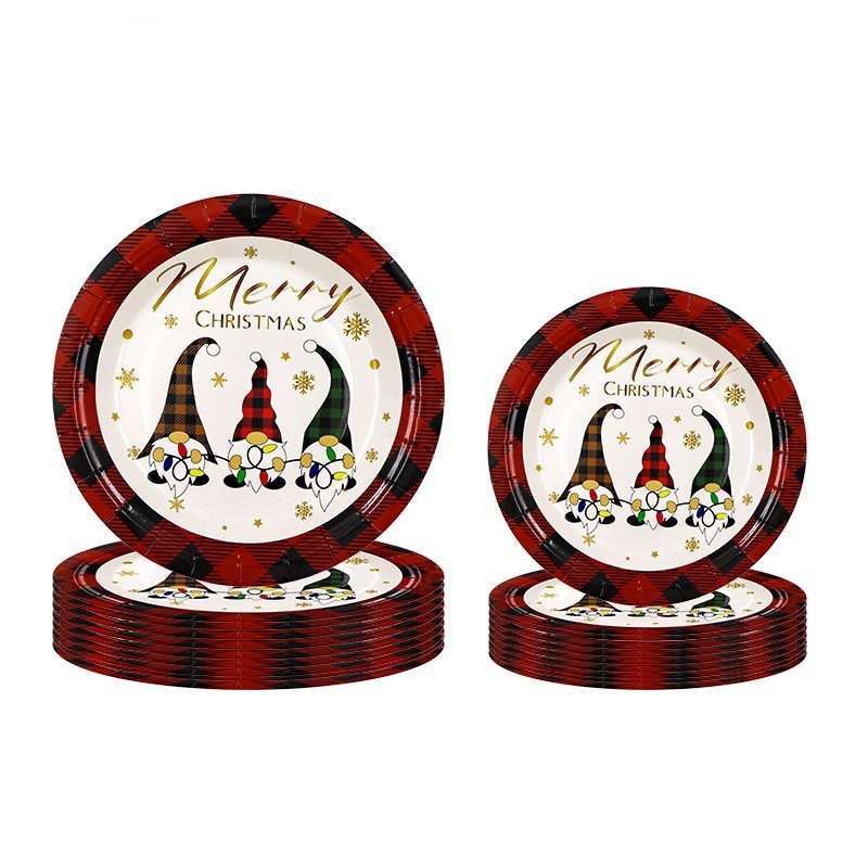 Cheap Price Disposable Christmas Paper Dishes Plates Tableware Christmas Party Supplies Decor Paper Cake Plates Dishes