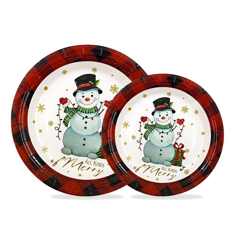 Cheap Price Disposable Christmas Paper Dishes Plates Tableware Christmas Party Supplies Decor Paper Cake Plates Dishes