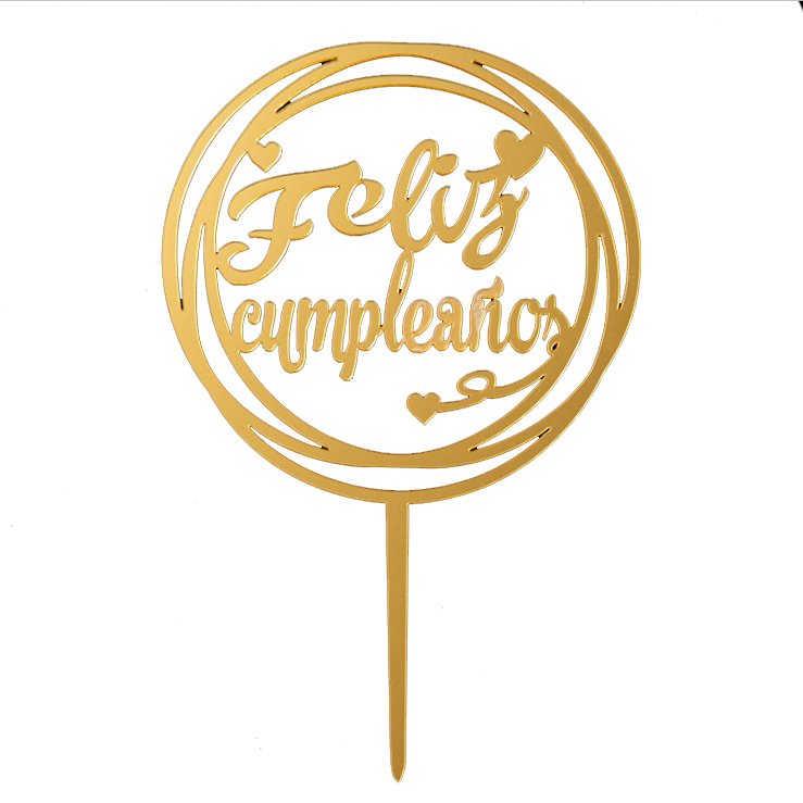 Custom Spanish acrylic cake card Feliz Cumpleanos Spanish birthday cake plug-in