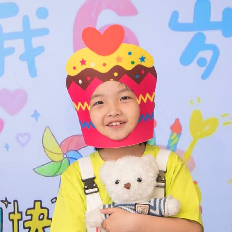 Cake hat funny selfie props decorated mask Birthday cake hat party
