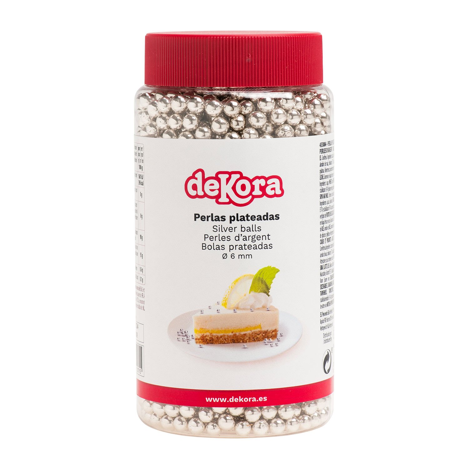 Dekora Brand Baking Decorating Supplies Edible Sugar Pearls Silver Dia 0.6cm 500Gram Topping For Cake Decorating