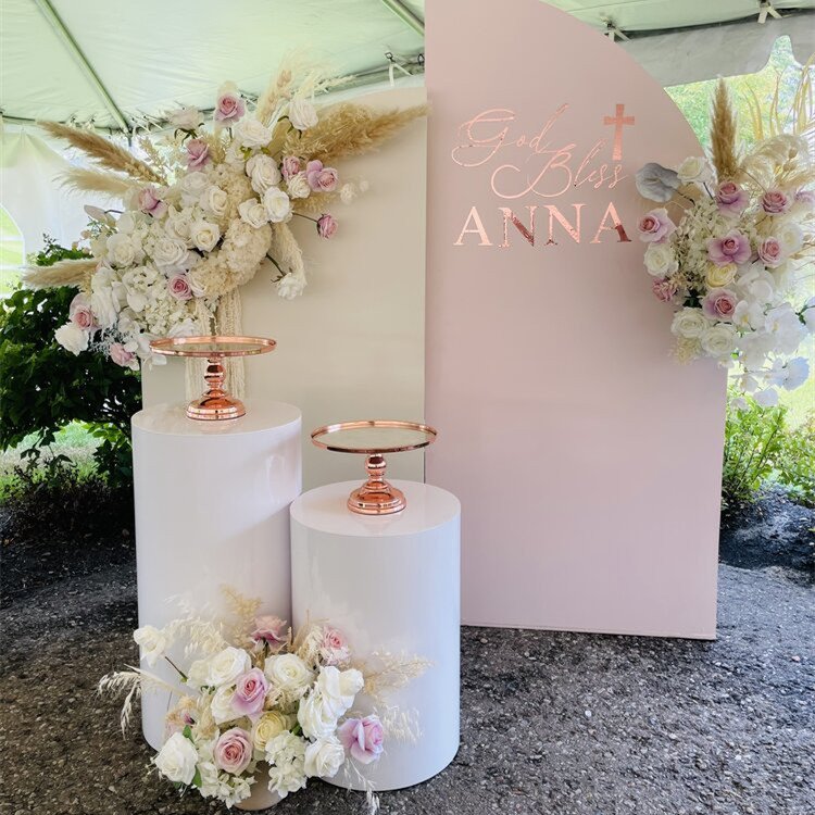 Wedding decoration supplies white cylindrical dessert table props cake round cylinder pedestal stand set for dessert table