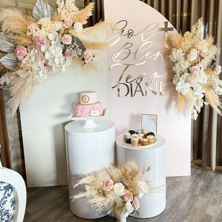 Wedding decoration supplies white cylindrical dessert table props cake round cylinder pedestal stand set for dessert table