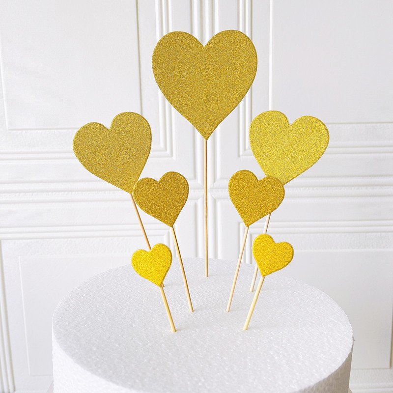 Paper Birthday Cake Decoration Five-pointed Star Valentines Day Red Love Cake Topper Baking Accessories Cake Decorating Supplies
