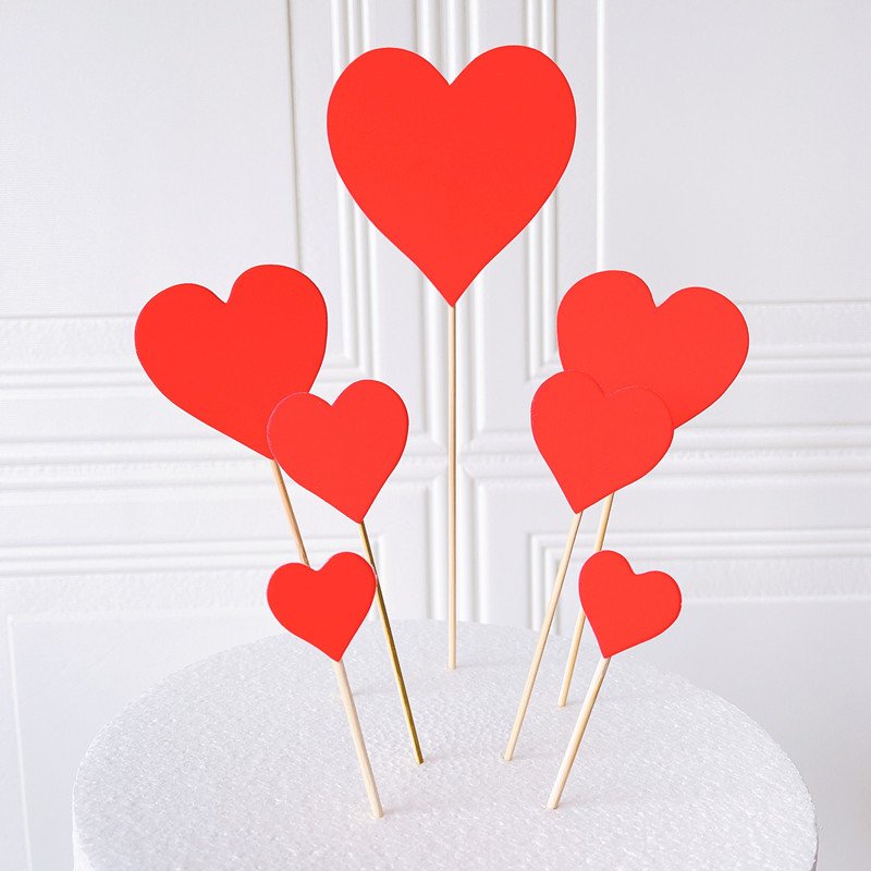Paper Birthday Cake Decoration Five-pointed Star Valentines Day Red Love Cake Topper Baking Accessories Cake Decorating Supplies
