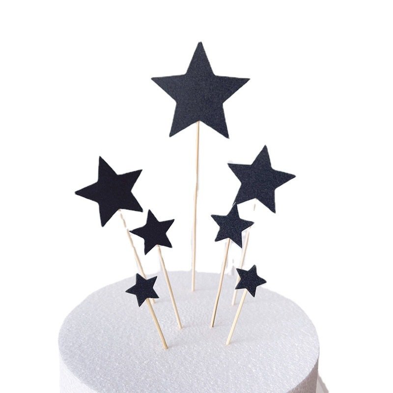 Paper Birthday Cake Decoration Five-pointed Star Valentines Day Red Love Cake Topper Baking Accessories Cake Decorating Supplies