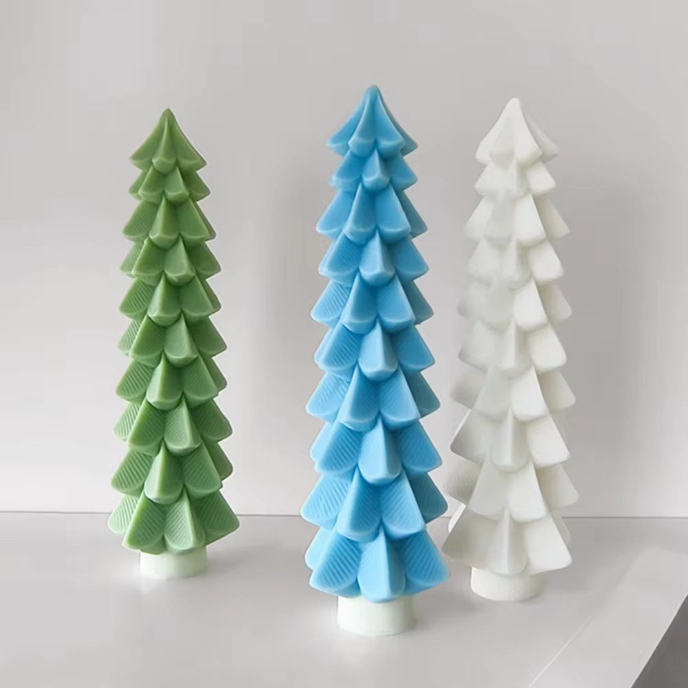 Christmas Tree Candle Molds Hand Made Pine Resin Soap Tool Cedar Silicon Molds for Candles DIY Plant Molde De Vela Candle Mould