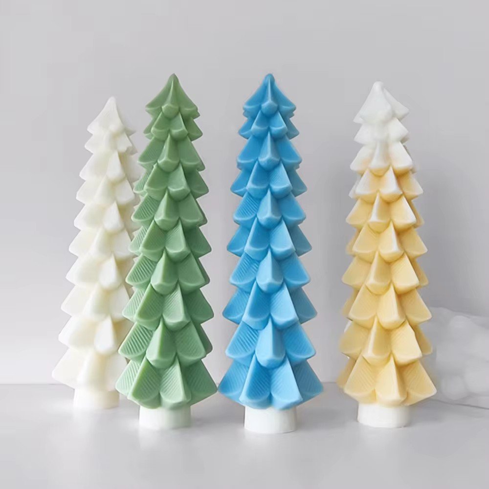 Christmas Tree Candle Molds Hand Made Pine Resin Soap Tool Cedar Silicon Molds for Candles DIY Plant Molde De Vela Candle Mould