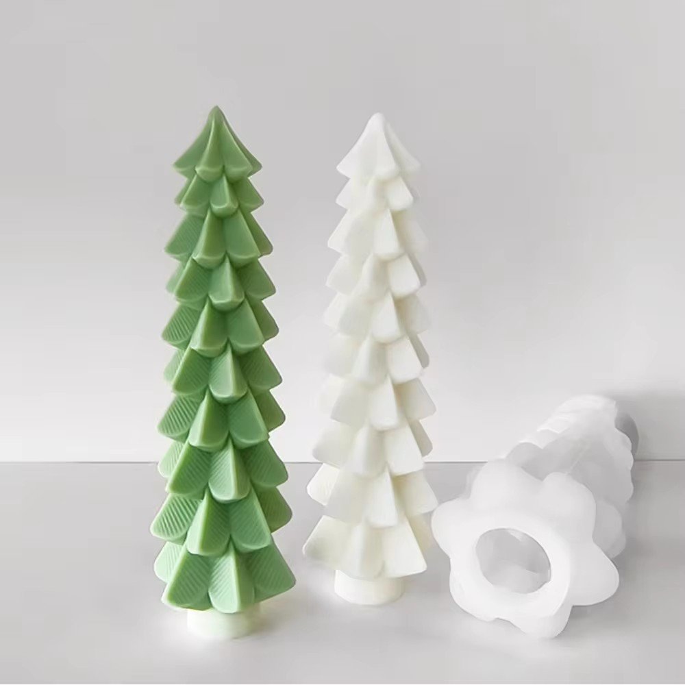 Christmas Tree Candle Molds Hand Made Pine Resin Soap Tool Cedar Silicon Molds for Candles DIY Plant Molde De Vela Candle Mould