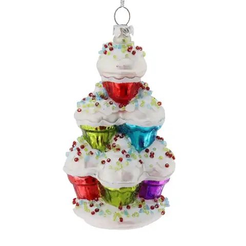 Fashion Decor Surprise Christmas Gift Dessert Glitter Stained Glass Cake Shape Christmas Hanging Tree Party Decorations
