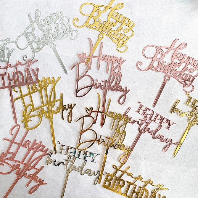 birthday party supplier Laser Cut Cake party Happy Birthday wedding acrylic cake toppers happy birthday decoration