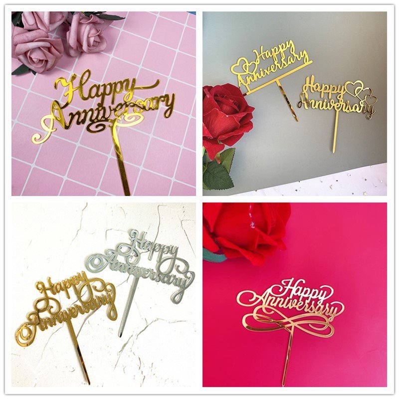 Happy Anniversary Acrylic New Design Cake Toppers for Wedding Cake Decorating Supplies