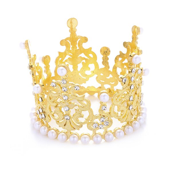 Wholesale wedding party decorations crowns girl's pary gift cake decoration mini crowns set gold metal crown cake accessories