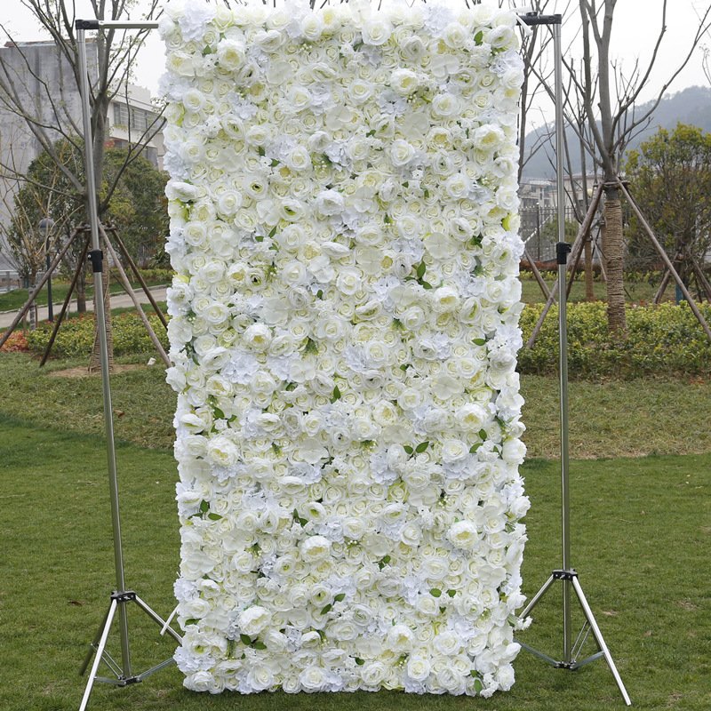 hot popular Classic White 3D Silk Artificial Flower Wall for Wedding Centerpieces & Table Decorations for Party Occasions