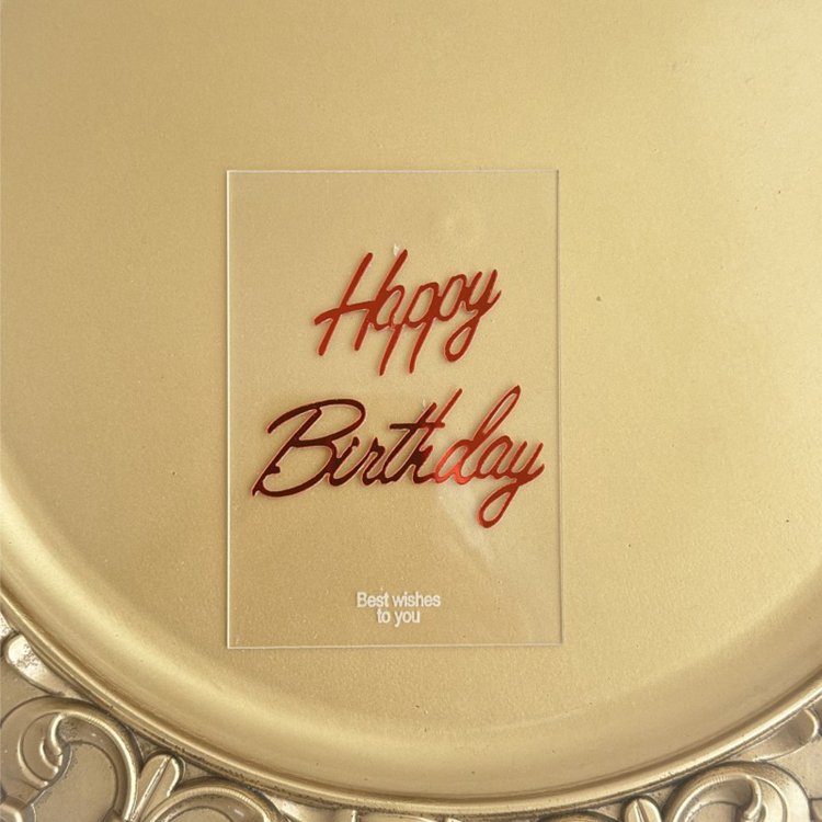 Hstyle Rectangle Clear Double Layer Happy Birthday Printed Cake Topper Decor Acrylic Birthday Cake Topper Dessert Decoration