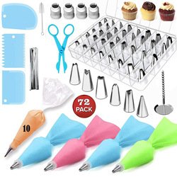 Nozzle Cake Decorating Supplies Kit Stainless Steel Metal 72 Pcs Piping Tips Kitchen Baking Cutlery Set