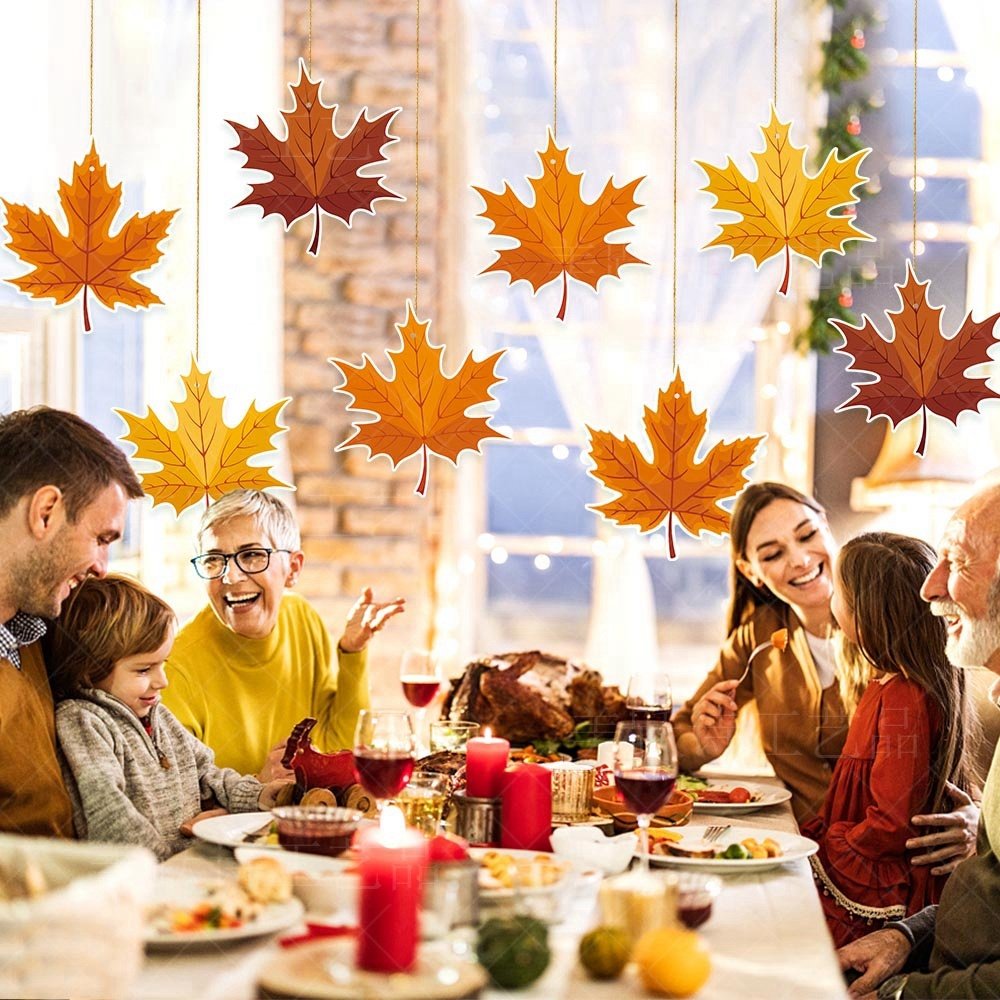 Hot Sale Thanksgiving Day Fall Hanging String Garlands Maple Leaf Garland Autumn Decorations for Home Kitchen Wall hanging sign